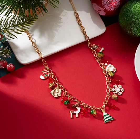 Christmas Multi Charm Statement Necklace - Necklaces - 18k Gold Plated Waterproof Jewellery - Collection 9