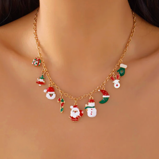 Santa & Snowman Christmas Necklace - Necklaces - 18k Gold Plated Waterproof Jewellery - Collection 9