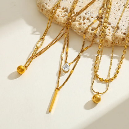 Gold Layered Ball Chain Necklace - Necklace - 18k Gold Plated Waterproof Jewellery - Collection 9