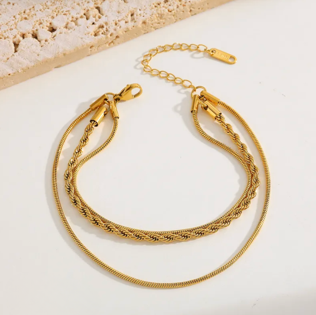 Gold Layered Chain Bracelet - Bracelets - 18k Gold Plated Waterproof Jewellery - Collection 9