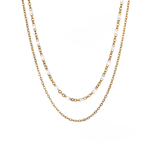 Gold Pearl Double Layer Necklace - Necklace - 18k Gold Plated Waterproof Jewellery - Collection 9