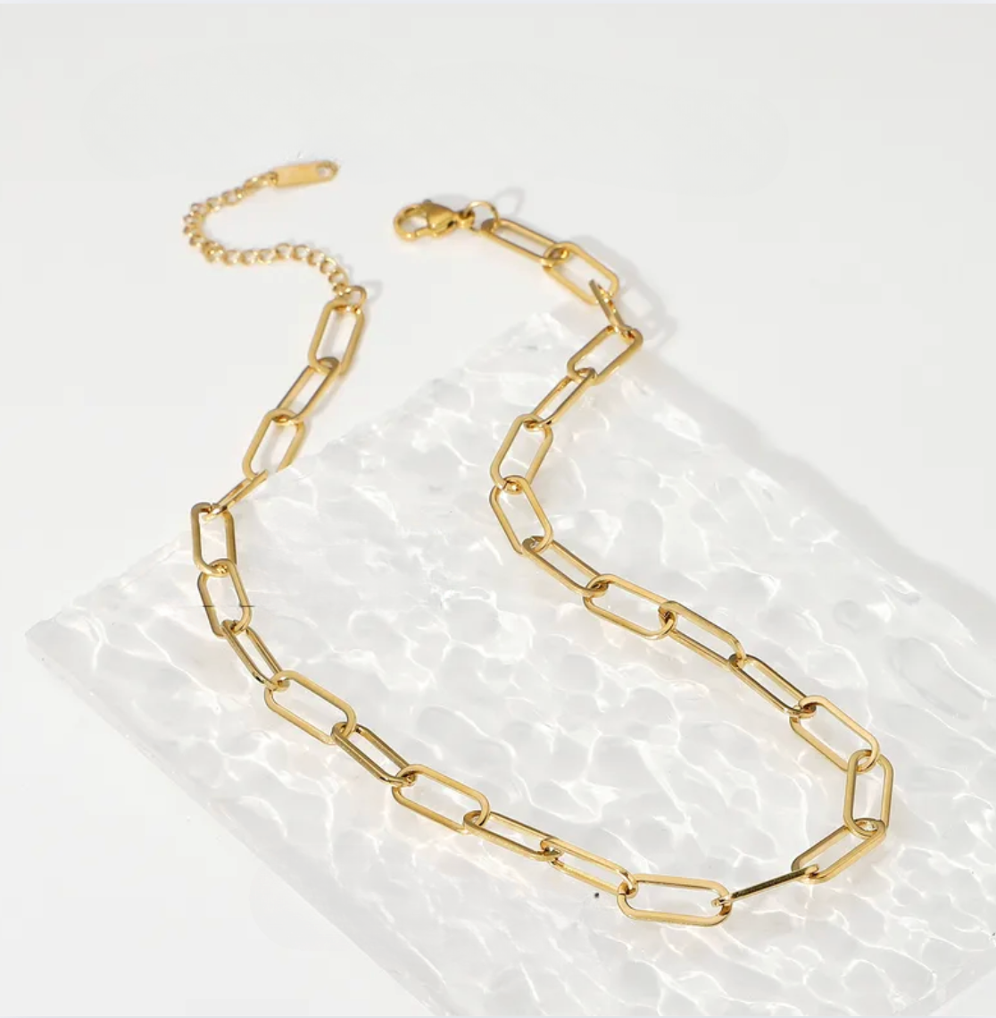 Gold Large Paperclip Link Chain - Necklace - 18k Gold Plated Waterproof Jewellery - Collection 9