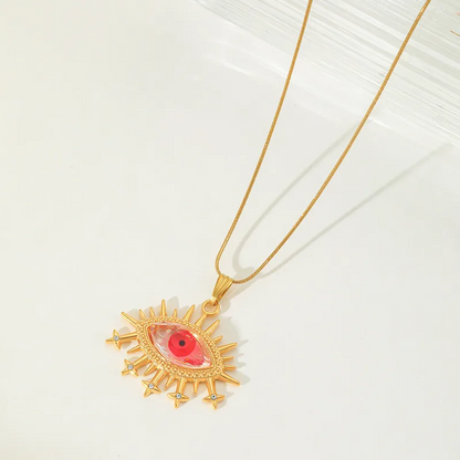 Pink Evil Eye Pendant Necklace - Jewelry - 18k Gold Plated Waterproof Jewellery - Collection 9