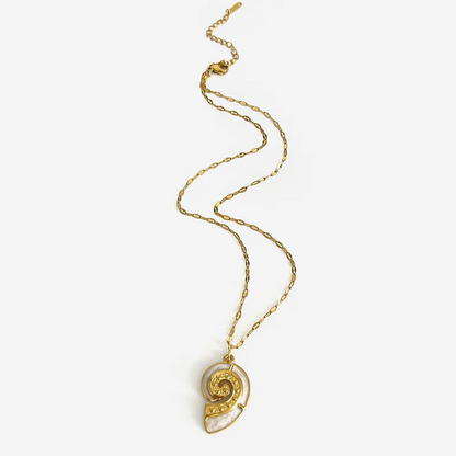 Gold Textured Beach Pendant Necklace - Jewelry - 18k Gold Plated Waterproof Jewellery - Collection 9