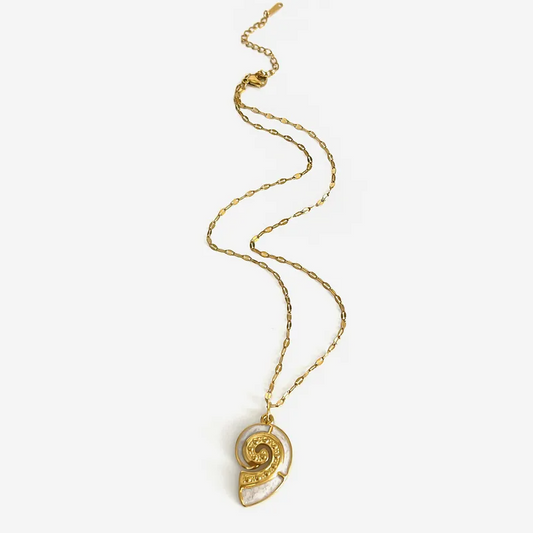 Gold Textured Beach Pendant Necklace - Jewelry - 18k Gold Plated Waterproof Jewellery - Collection 9