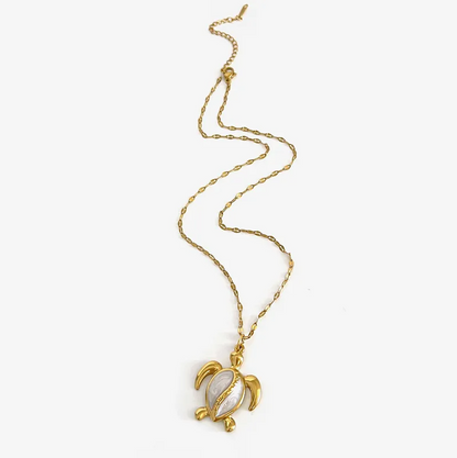 Gold Textured Beach Pendant Necklace - Jewelry - 18k Gold Plated Waterproof Jewellery - Collection 9
