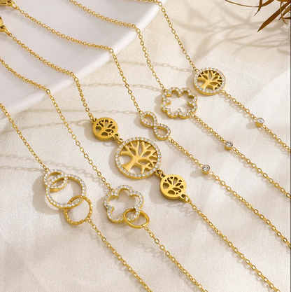 Gold Flower Chain Bracelet - Jewelry - 18k Gold Plated Waterproof Jewellery - Collection 9