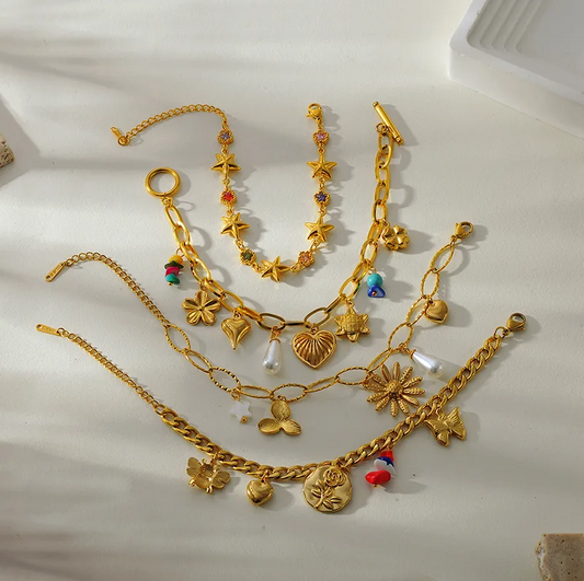 Gold Ocean Charm Toggle Bracelet - Jewelry - 18k Gold Plated Waterproof Jewellery - Collection 9