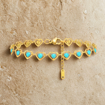 Gold Colorful Flower Heart Charm Bracelet - Jewelry - 18k Gold Plated Waterproof Jewellery - Collection 9