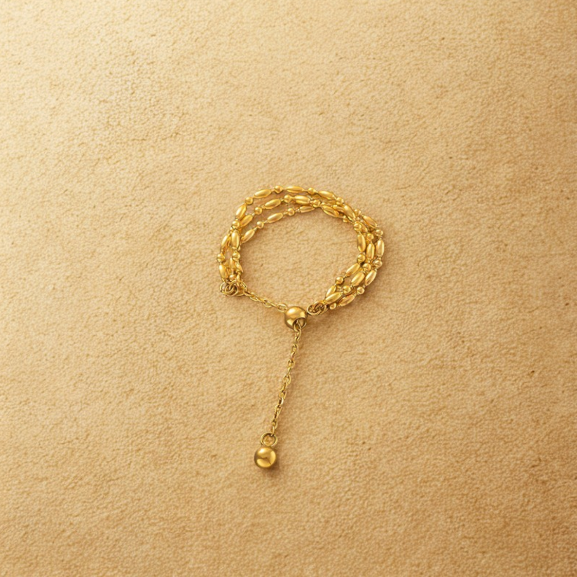 Gold Chain Adjustable Ring - Jewelry - 18k Gold Plated Waterproof Jewellery - Collection 9