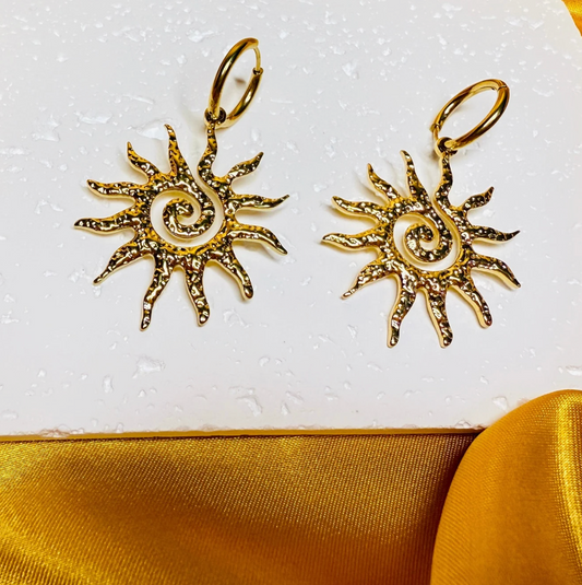 Gold Sun Drop Earrings - Jewelry - 18k Gold Plated Waterproof Jewellery - Collection 9