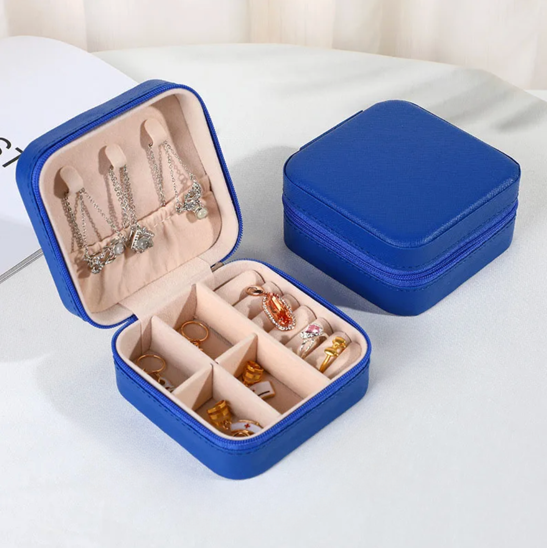 Blue Square Travel Jewellery Box - Jewellery Boxes - 18k Gold Plated Waterproof Jewellery - Collection 9
