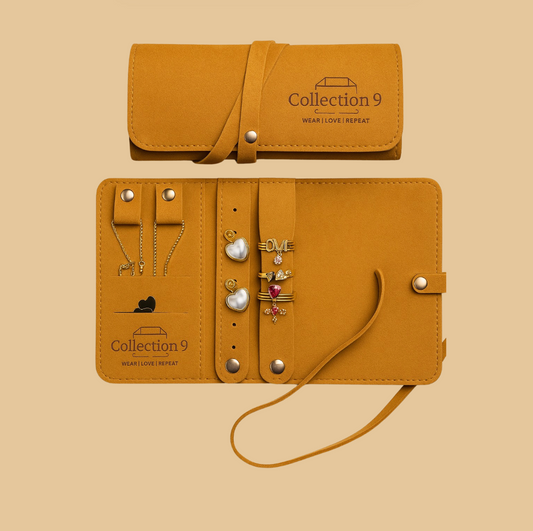 Golden Brown Travel Jewelry Roll Organizer - Accessories - 18k Gold Plated Waterproof Jewellery - Collection 9