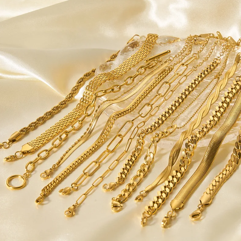Gold Layered Chain Bracelet Set - Bracelet - 18k Gold Plated Waterproof Jewellery - Collection 9