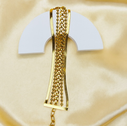 Gold Multi-Chain Layered Bracelet - Jewelry - 18k Gold Plated Waterproof Jewellery - Collection 9