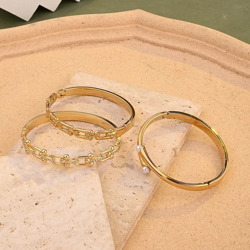 Chain Link Bangle - Jewelry - 18k Gold Plated Waterproof Jewellery - Collection 9