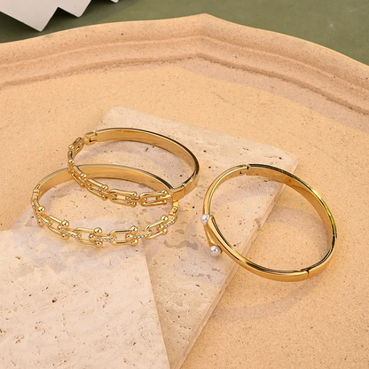 Chain Link Bangle - Jewelry - 18k Gold Plated Waterproof Jewellery - Collection 9