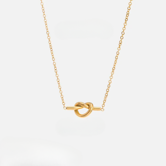Gold Knot Pendant Necklace - Jewelry - 18k Gold Plated Waterproof Jewellery - Collection 9