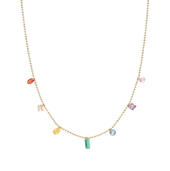 Gold Rainbow Crystal Charm Necklace - Jewelry - 18k Gold Plated Waterproof Jewellery - Collection 9