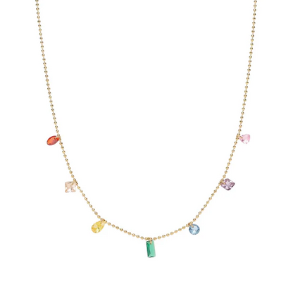 Gold Rainbow Crystal Charm Necklace - Jewelry - 18k Gold Plated Waterproof Jewellery - Collection 9