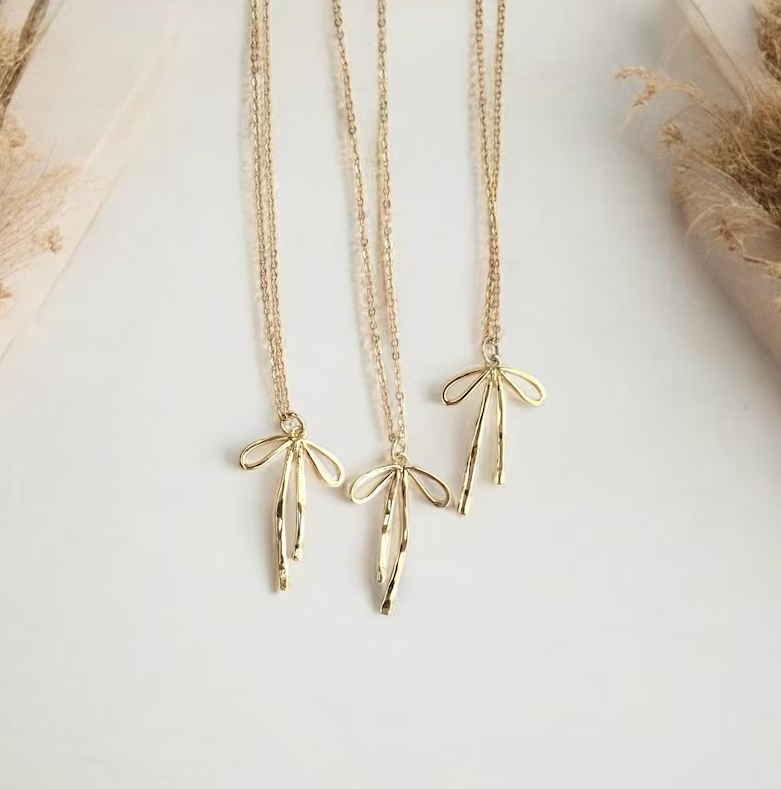 Gold Bow Pendant Necklace - Jewelry - 18k Gold Plated Waterproof Jewellery - Collection 9
