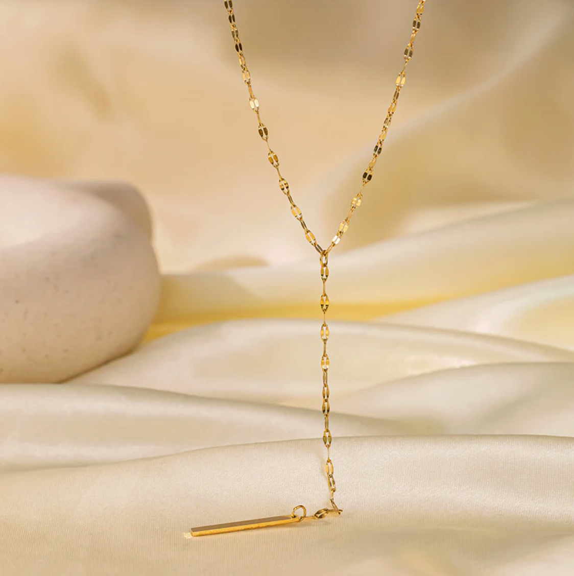 Gold Y-Chain Bar Drop Necklace - Jewelry - 18k Gold Plated Waterproof Jewellery - Collection 9