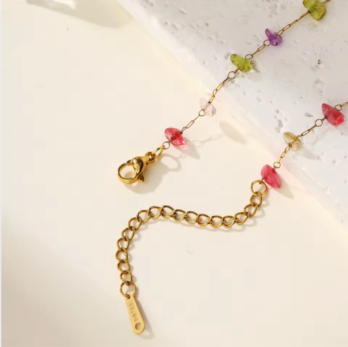 Crystal Colorful Bead Chain Necklace - Jewelry - 18k Gold Plated Waterproof Jewellery - Collection 9