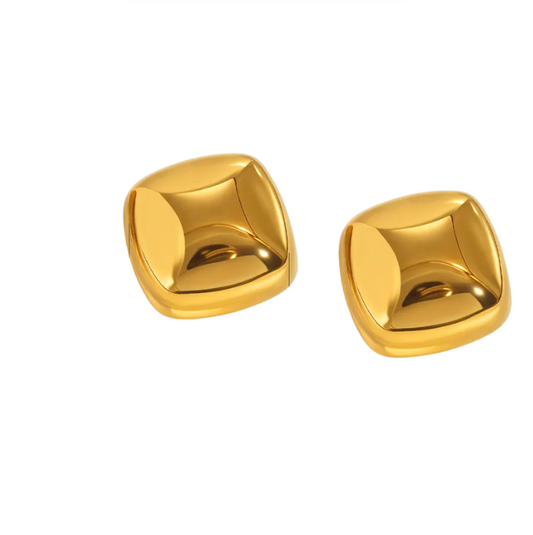 Golden Square Stud Earrings - Earrings - 18k Gold Plated Waterproof Jewellery - Collection 9