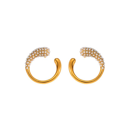 Golden Pearl C-Hoop Earrings - Earrings - 18k Gold Plated Waterproof Jewellery - Collection 9