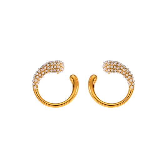 Golden Pearl C-Hoop Earrings - Earrings - 18k Gold Plated Waterproof Jewellery - Collection 9