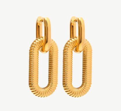 Golden Double Ring Drop Earrings - Earrings - 18k Gold Plated Waterproof Jewellery - Collection 9