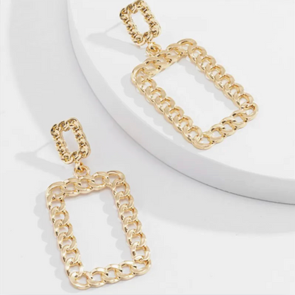 Chunky Chain Rectangle Earrings - Jewelry - 18k Gold Plated Waterproof Jewellery - Collection 9