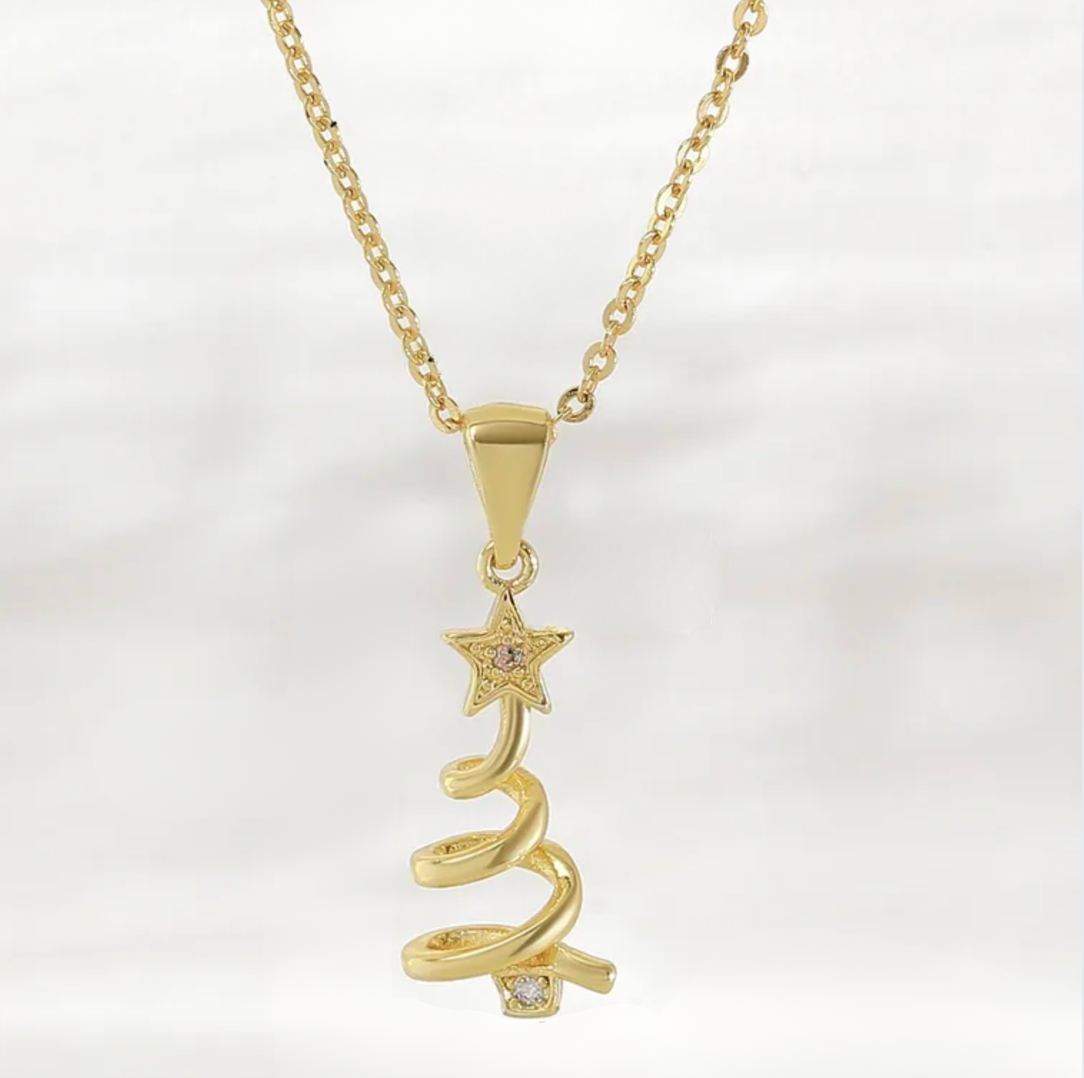 Gold Christmas Pendant with no chain - Necklaces - 18k Gold Plated Waterproof Jewellery - Collection 9
