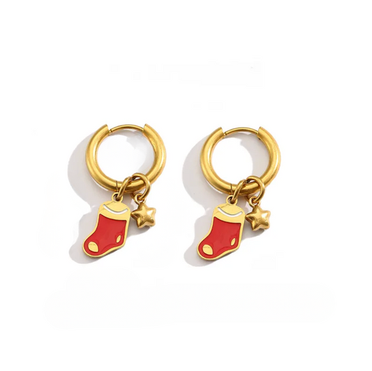 Christmas Charm Hoop Earrings Pair - Earrings - 18k Gold Plated Waterproof Jewellery - Collection 9