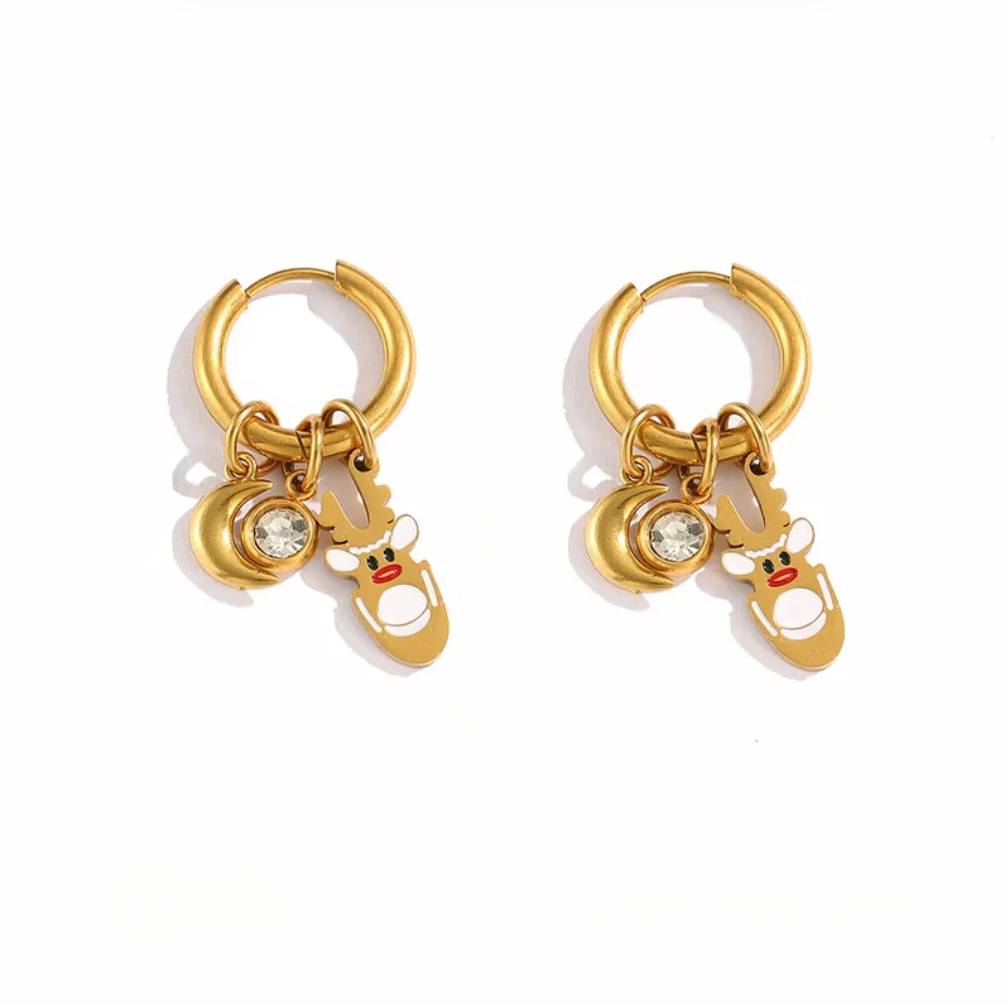 Christmas Charm Hoop Earrings Pair - Earrings - 18k Gold Plated Waterproof Jewellery - Collection 9