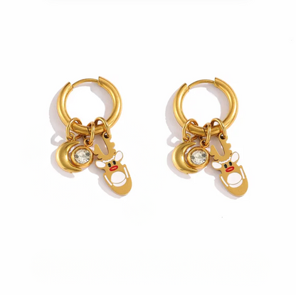 Christmas Charm Hoop Earrings Pair - Earrings - 18k Gold Plated Waterproof Jewellery - Collection 9