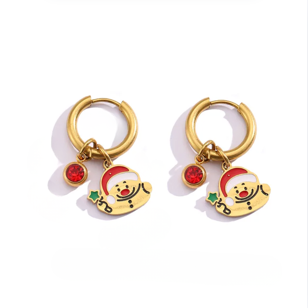 Christmas Charm Hoop Earrings Pair - Earrings - 18k Gold Plated Waterproof Jewellery - Collection 9
