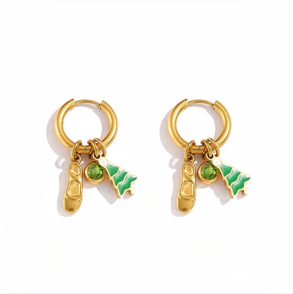 Christmas Charm Hoop Earrings Pair - Earrings - 18k Gold Plated Waterproof Jewellery - Collection 9