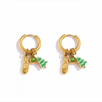 Christmas Charm Hoop Earrings Pair - Earrings - 18k Gold Plated Waterproof Jewellery - Collection 9