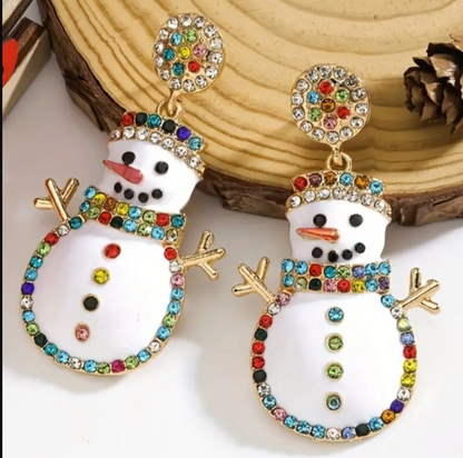 Multicolor Crystal Snowman Drop Earrings - Earrings - 18k Gold Plated Waterproof Jewellery - Collection 9