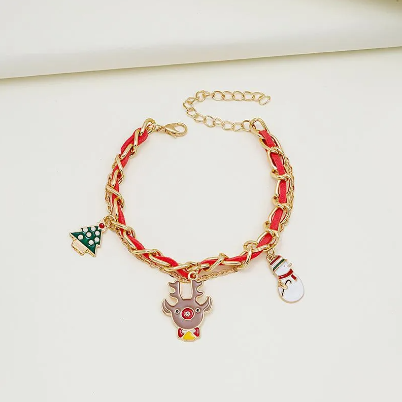Christmas Charm Woven Chain Bracelet - Bracelets - 18k Gold Plated Waterproof Jewellery - Collection 9