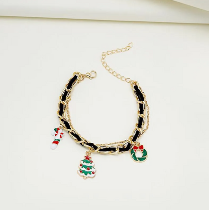 Christmas Charm Woven Chain Bracelet - Bracelets - 18k Gold Plated Waterproof Jewellery - Collection 9