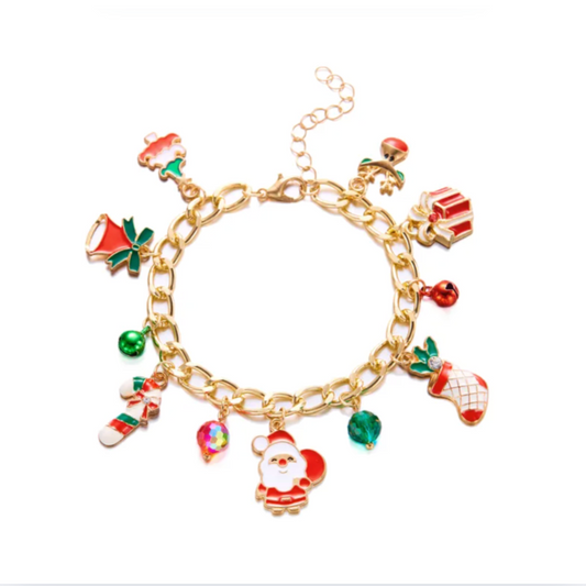 Santa & Gift Box Christmas Charm Bracelet - Bracelets - 18k Gold Plated Waterproof Jewellery - Collection 9