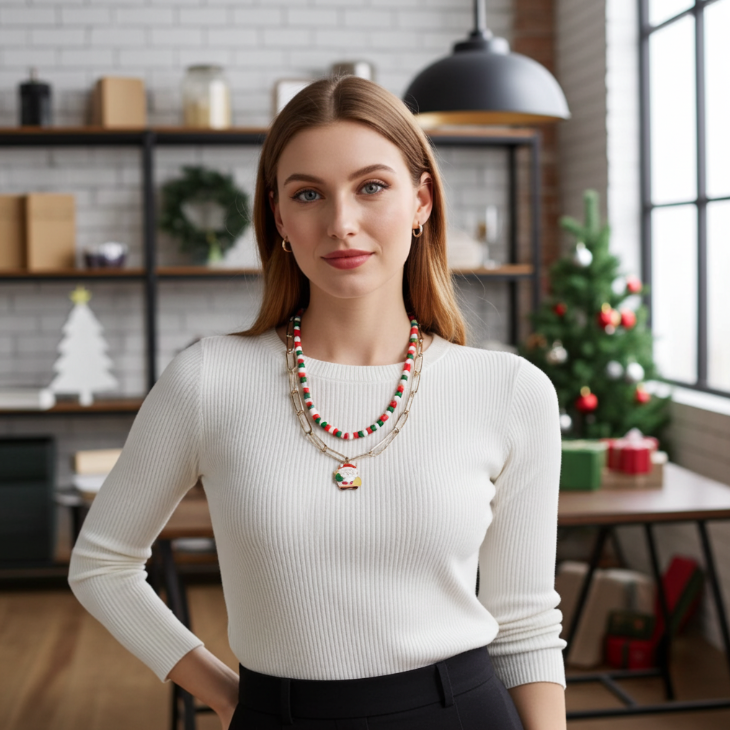 Layered Christmas Charm Necklace - Necklaces - 18k Gold Plated Waterproof Jewellery - Collection 9