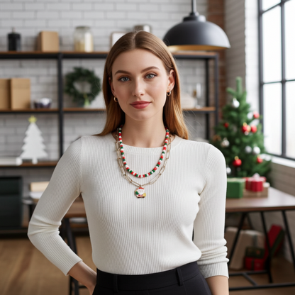 Layered Christmas Charm Necklace - Necklaces - 18k Gold Plated Waterproof Jewellery - Collection 9