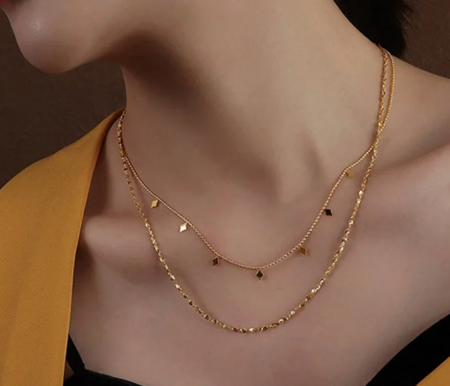 Gold Diamond Charm Layered Necklace - Jewelry - 18k Gold Plated Waterproof Jewellery - Collection 9