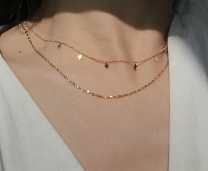Gold Diamond Charm Layered Necklace - Jewelry - 18k Gold Plated Waterproof Jewellery - Collection 9