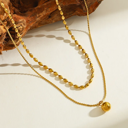 Gold Layered Ball Chain Necklace - Necklace - 18k Gold Plated Waterproof Jewellery - Collection 9