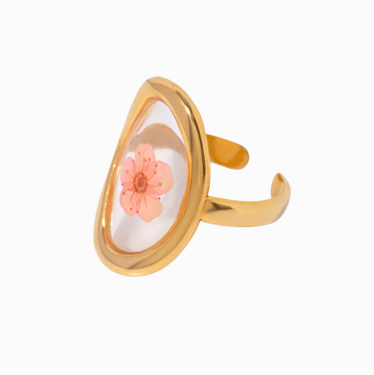 Gold Pressed Flower Ring - Ring - 18k Gold Plated Waterproof Jewellery - Collection 9