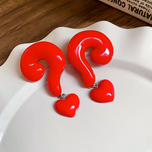 Red Spiral Heart Drop Earrings - Earrings - 18k Gold Plated Waterproof Jewellery - Collection 9